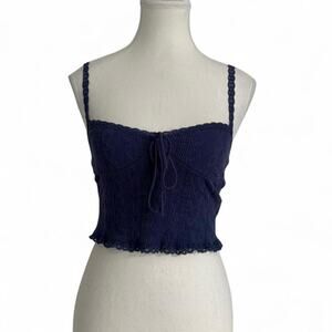 Edikted NWT Navy Blue Lace Trim Fitted Tank Top Size XS  EdiktedTops